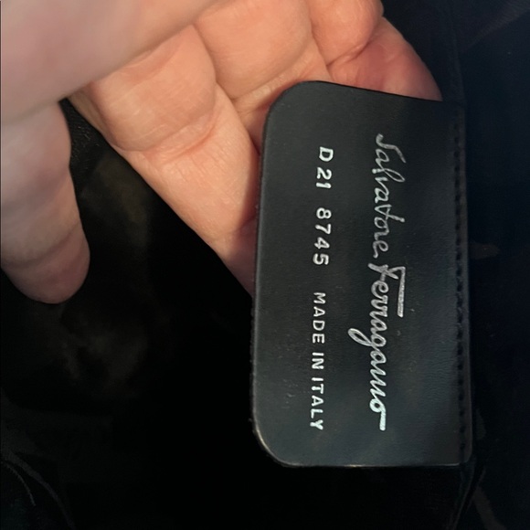 Salvatore Ferragamo Black Suede Clutch with Silver-Tone Frame - Picture 8 of 8